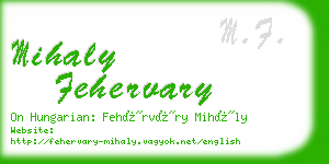 mihaly fehervary business card